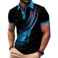 thumbnail image 1 of Wovilon Men's Collared Shirt with Abstract Swirl Graphic and Contrast Trim, Short Sleeve Breathable Mesh Performance Top for Golf, Sports, and Casual Summer Wear, 1 of 7