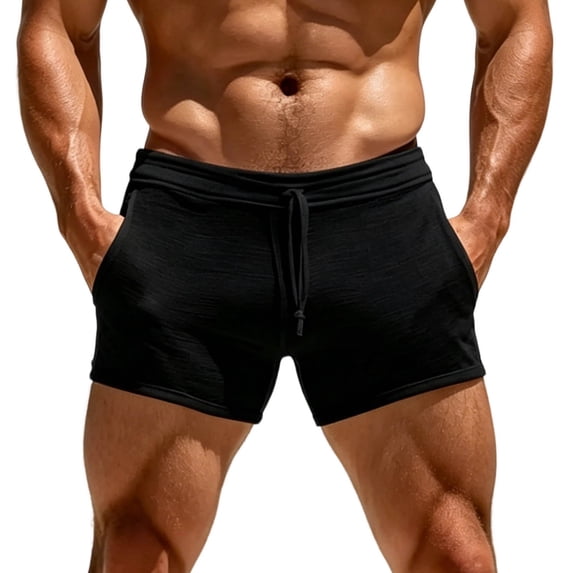 Wovilon Men's Drawstring Summer Shorts with Pockets, Casual Lounge Athletic Bottoms, Lightweight Breathable Workout Shorts for Gym Training and Daily Wear