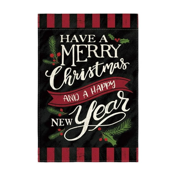 Wovilon Merry Christmas Garden Flag Courtyard Festival Ambiance Decoration Happy Hanging Flag Outdoor Garden Grass Courtyard Christmas Decoration