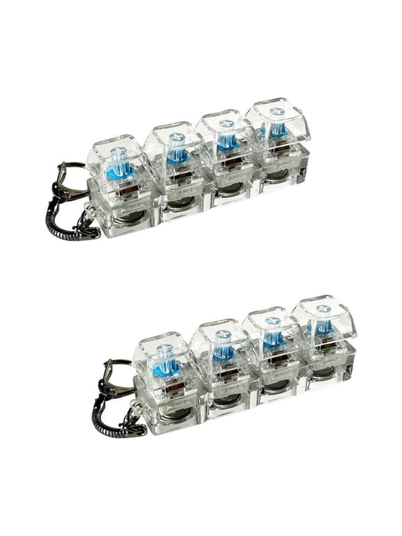Mini Mechanical Keyboard Keychain, LED Light Up Stress Relief Toy, Transparent Keycap Fidget Clicker, Portable Anxiety Reducer Backpack Charm 2 Pack