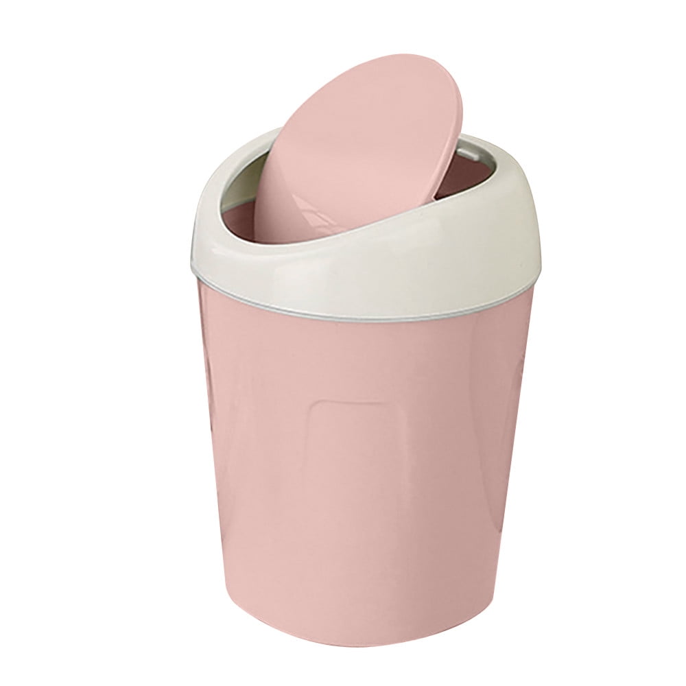 Wovilon Mini Plastic Trash Can with Swing Top Lid, Small Waste Bin for