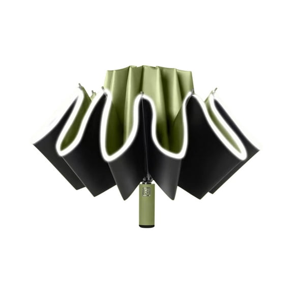 Wovilon Opposite Direction Folding Umbrella Reflective Stripe Windproof Fully Automatic Compact 10 Rib Travel Umbrella Diameter 41 Inch Umbrellas For Rain Beach Umbrella