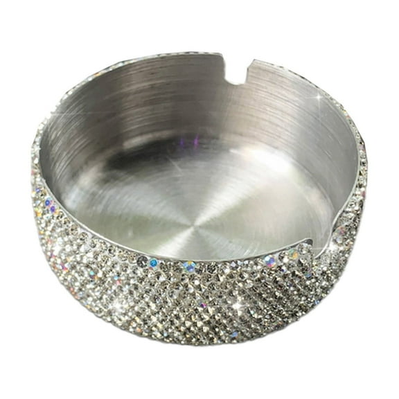 Wovilon Originality Personality Diamond Crystal Aluminum Ashtray Three Slots Desktop Ornaments High-color Value Office Household Ashtray