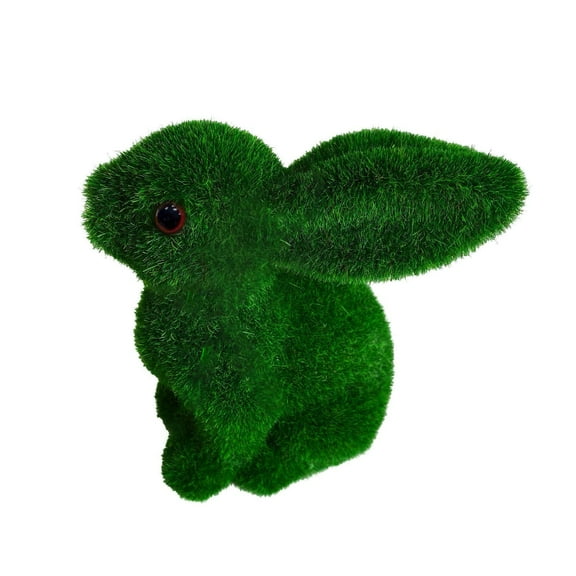 Wovilon Ornaments Grass Rabbit Easter Furry Flocked Bunny Rabbit Miniatures Standing Moss Garden