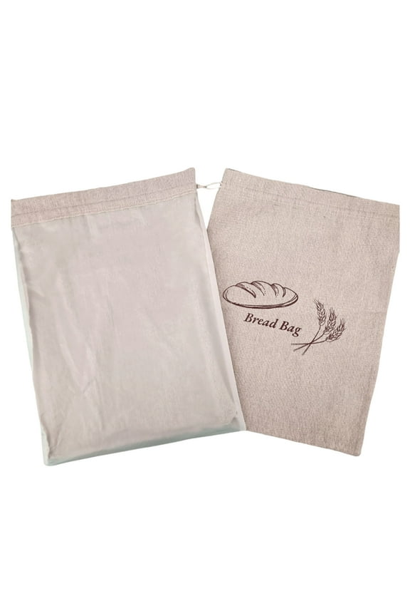 Pack Bread Bags For Homemade Bread - Plastic Lined - Reusable Linen Bread Bag With Plastic Liner For Sourdough And Bread Storage - 15in X 11in