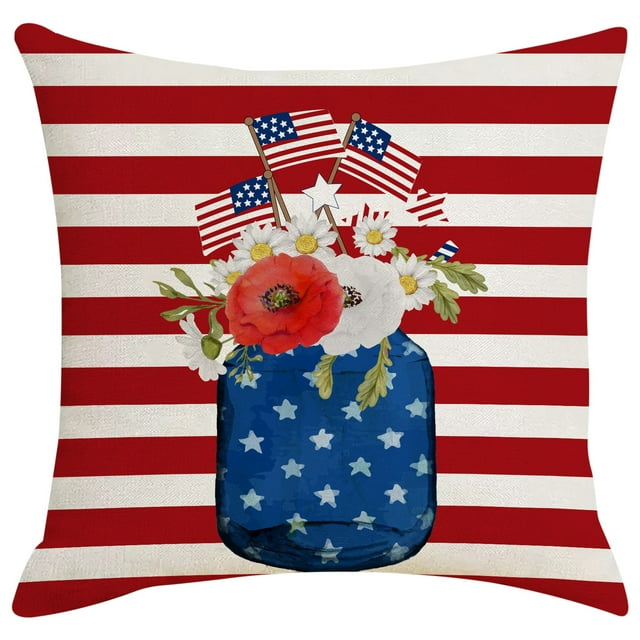 Wovilon Patriotic Throw Pillow Covers 17 X 17 Inch 4Th Of July Pillow