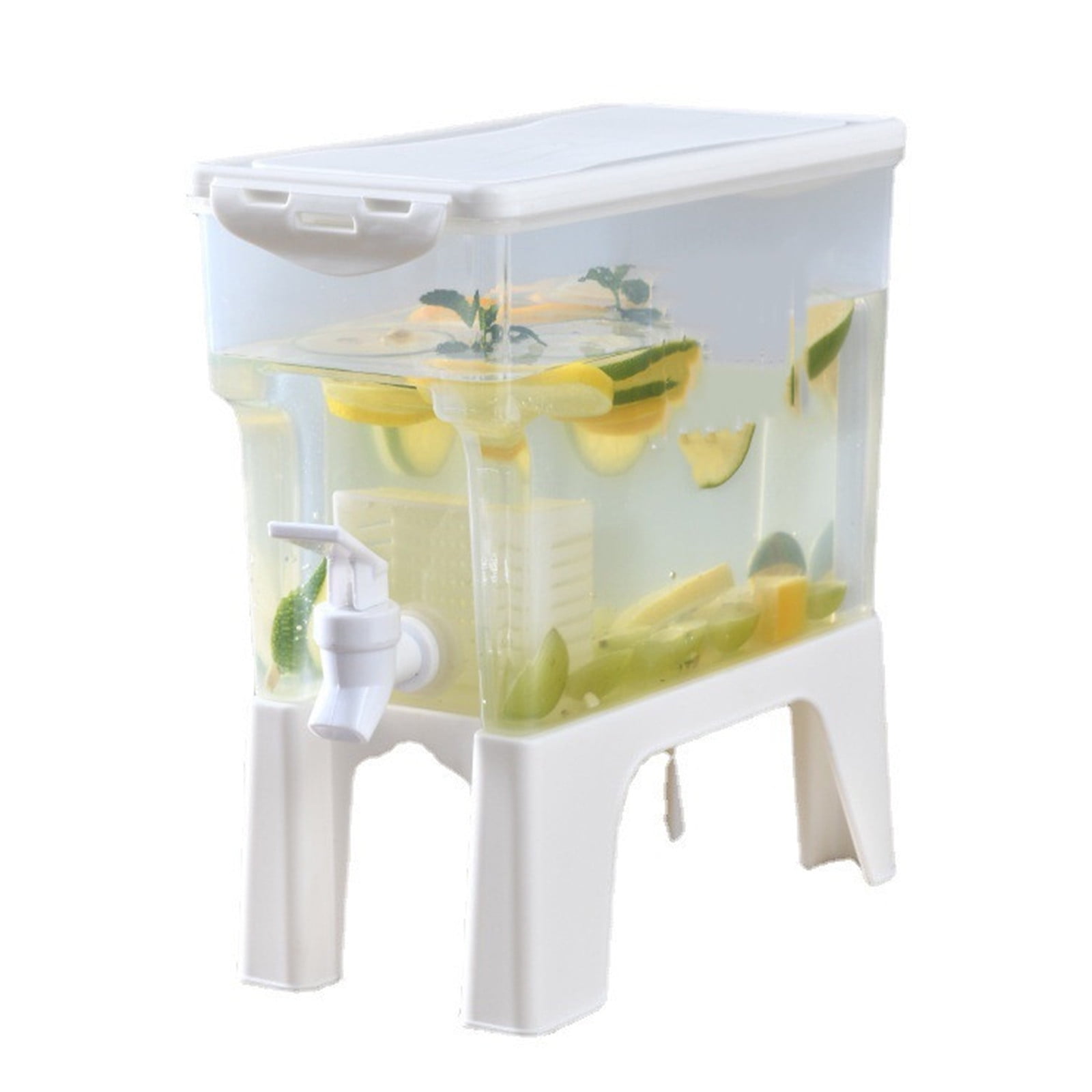 KWQBHW Beverage Dispenser with Spigot Rotate 360 Degrees Drink  Dispenser for Parties 4 Compartment Refrigerator Ice Fruit Juice Lemonade  Container, 1.5 Gallon: Iced Beverage Dispensers
