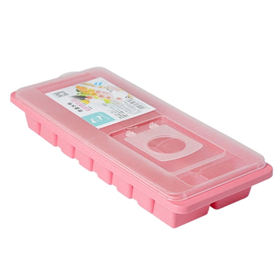 Wovilon Plastic Ice Cube Tray, Easy-Release & Flexible 16-Ice Cube Trays with Spill-Resistant Removable Lid, Stackable Ice Trays with Covers for Freezer, Cocktail - Pink