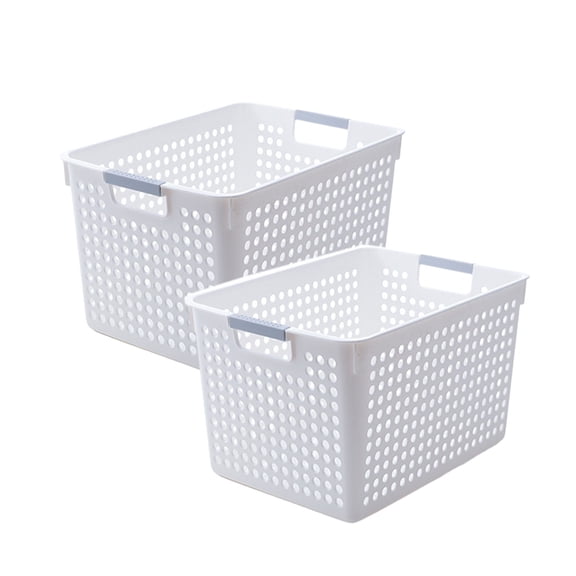 Wovilon Plastic Laundry Basket-With Silvery Handle-Collection And Transport Clothing Board Laundry Baske-Suitable For Families And Dorms-Can Also Organize Toys