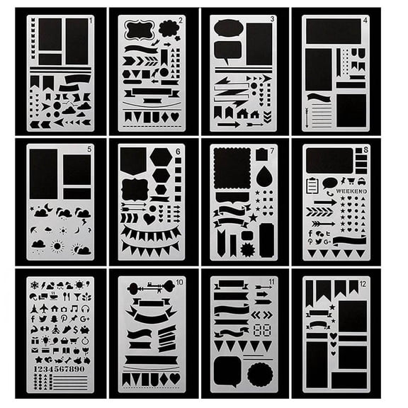 Wovilon Plastic Planner Stencils Journal Notebook Diary Scrapbook Diy Drawing Template Office Supplies