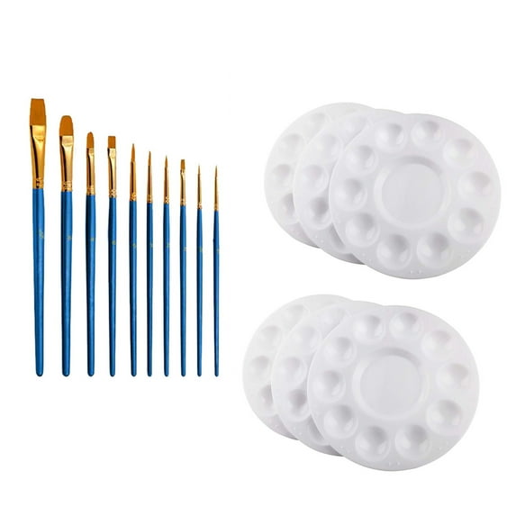 Wovilon Plates 6Pcs Paint Tray Palettes 10Pcs Brush Paint Palettes For Kids Painting Supplies