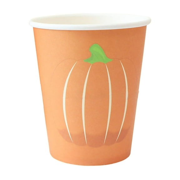 Wovilon Pumpkin Paper Saucer Paper Cup Halloween Disposable Hot Gold Tableware