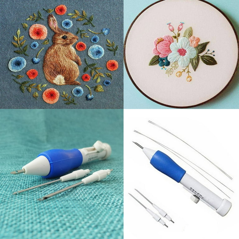30-Piece Complete Punch Needle Embroidery Kit For Beginners – Adjustable Tool, Wooden Handle, Embroidery Cloth & More For DIY Crafts