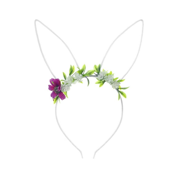 Wovilon Rabbits Ear Headband Decoration Amusement Headband Rabbits Ear Easter Decoration Rabbits Ear Simulation Flower Hair Hoop Headband Decoration
