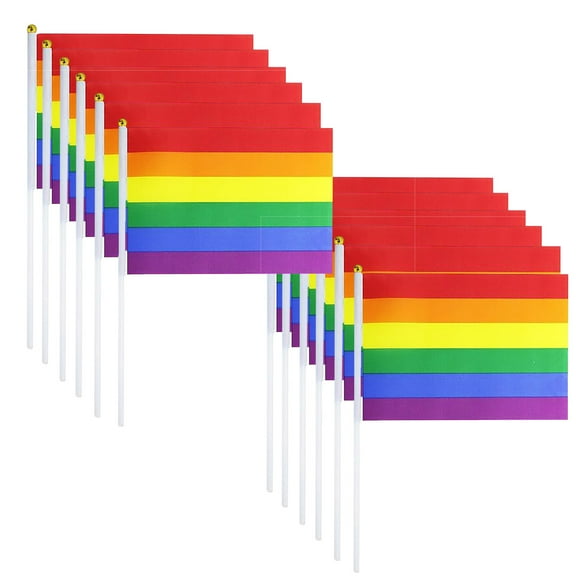 Wovilon Rainbow Pride 12.20" x 2.80" Polyester Flag, 12 Pack