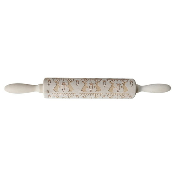 Wovilon Valentine's Day Rose Rolling Pin Wooden Carving Rolling Pin Cookies Dough Stick
