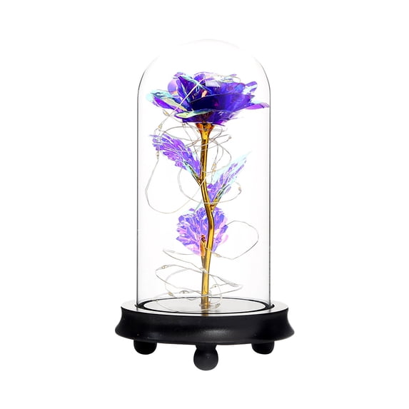 Wovilon Romantic Glass Rose Flower Wedding Led Light Decoration Valentine'S Day Gift