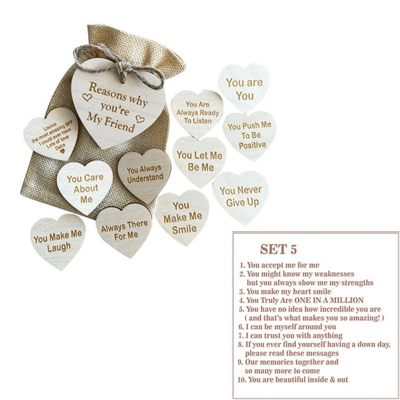 Wovilon Romantic I Love You Gifts For Best Friend, 10 Reasons Why I Love You Wood Box Hearts - Personalised Christmas, Birthday, Anniversary Valentine'S Day Gift For Friend