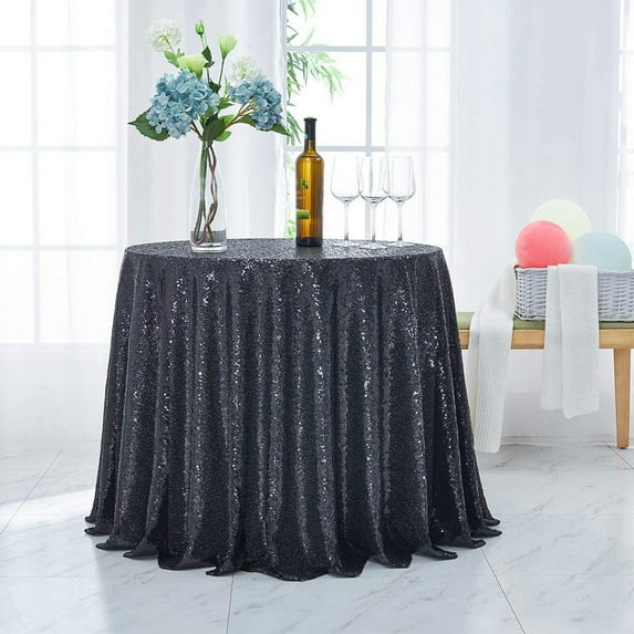 Wovilon Round Sequin Tablecloth Glitter Fabric Tablecloth Small Round Sparkling Tablecloth Suitable For Wedding Birthday Party Christmas Decoration