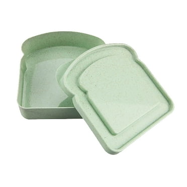 Wovilon Sandwich Containers for Lunch Box (Green), Reusable Sandwich Containers Holder Box, Bread Snack Meal, Plastic Toast Shape Food Storage