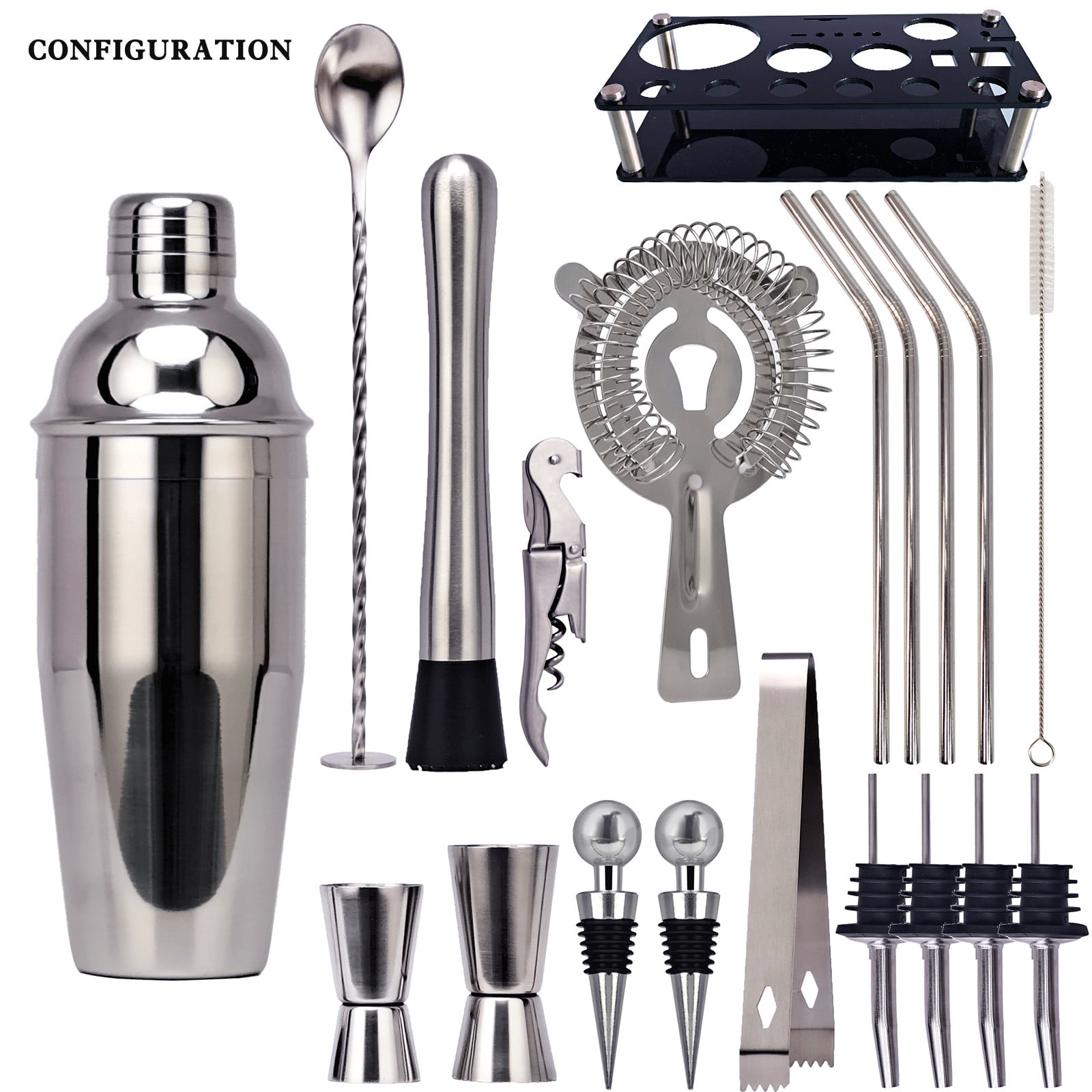  AYAOQIANG Cocktail Making Set, Cocktail Shaker Set 750ml  Stainless Steel Bar Tool Set Bartender Kit with Display Stand : Home &  Kitchen
