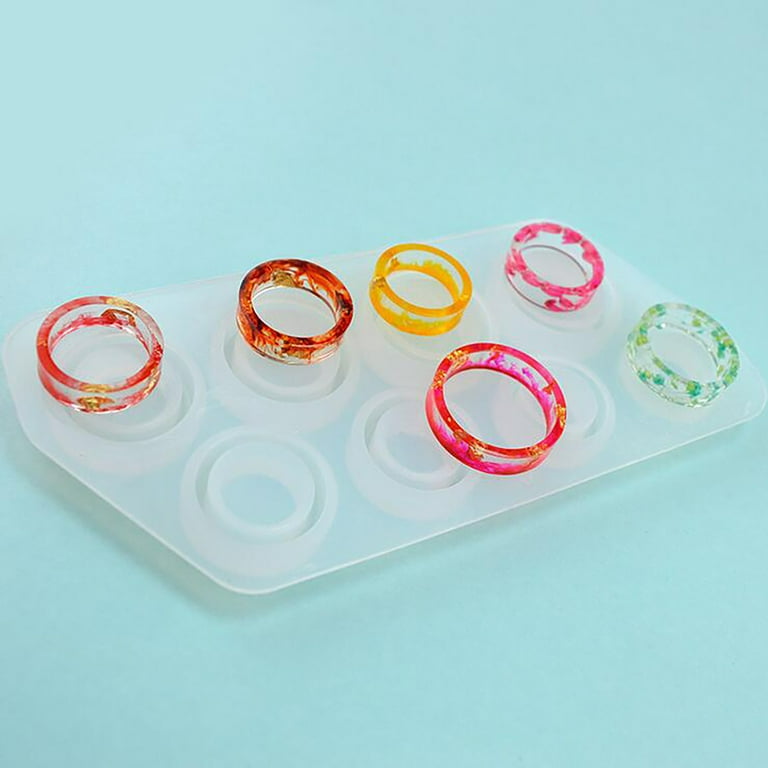 Wovilon Silicone Molds Cake Mold Diy Crystal Epoxy Ring Mold Flat Curved  Dry Flower Mirror Ring Silicone Mold Baking Mold 