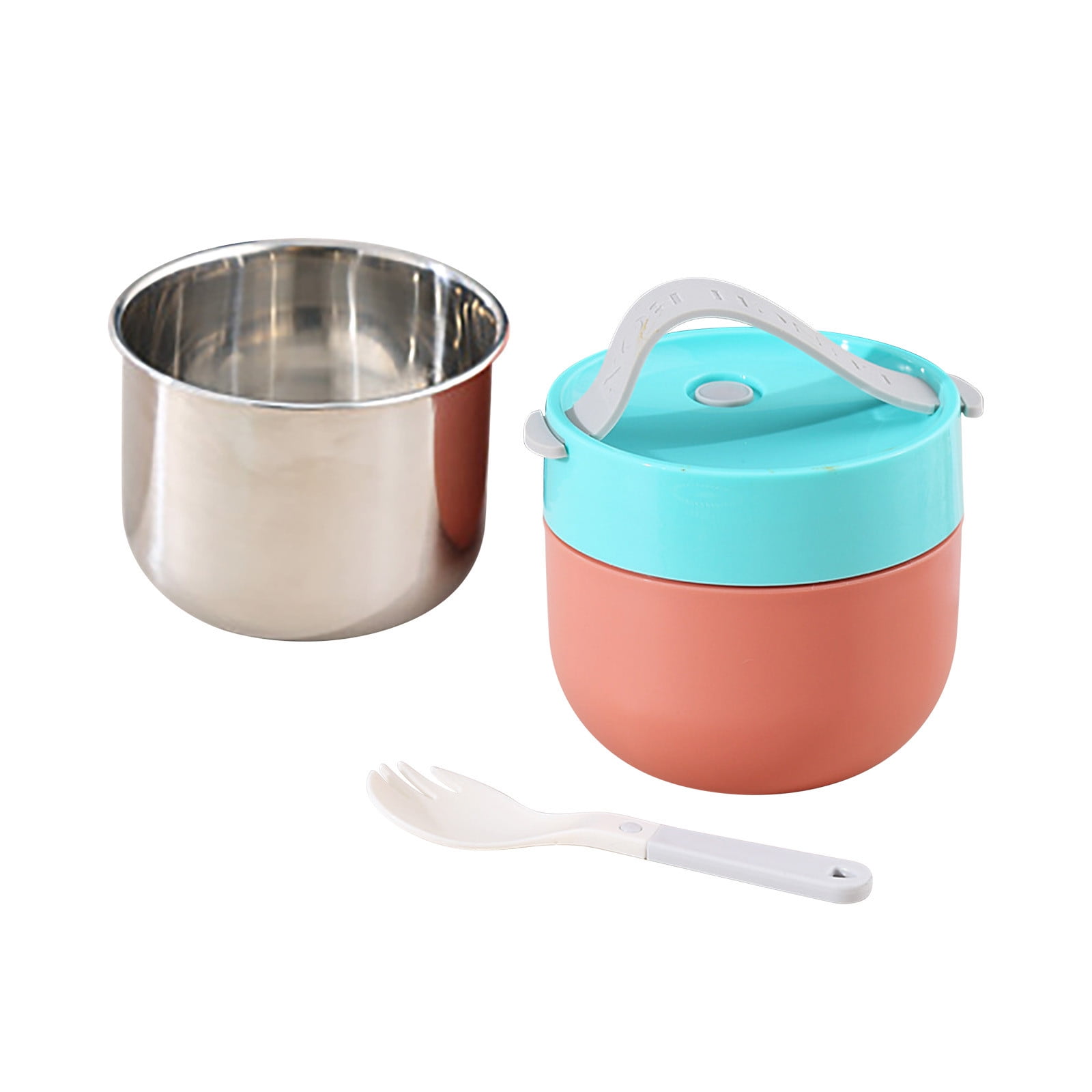 1pc Creative Thermal Insulated Soup Mug Water Cup Breakfast Milk Cup Mini  Portable Travel Flask With Spoon For Office Workers