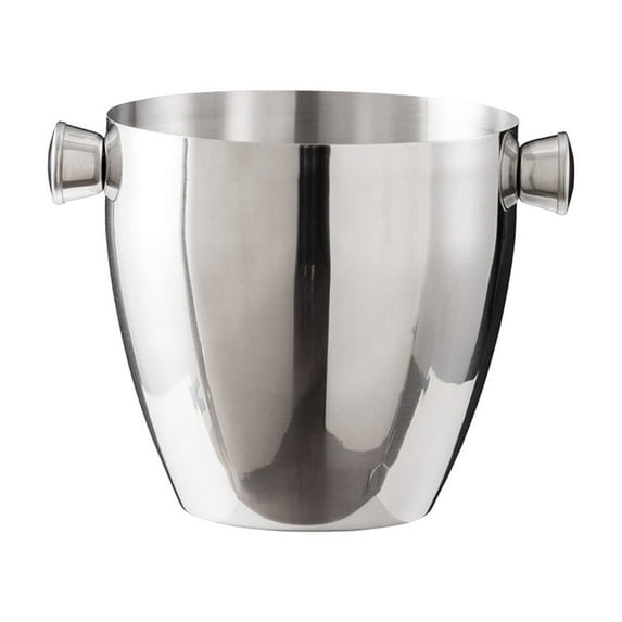 Wovilon Stainless Steel Ice Bucket Champagne Bucket Red Wine Chill Beer Ice Pellet Bucket Stainless Steel Wine Cooler Wall Thickness 1.5L Silvery