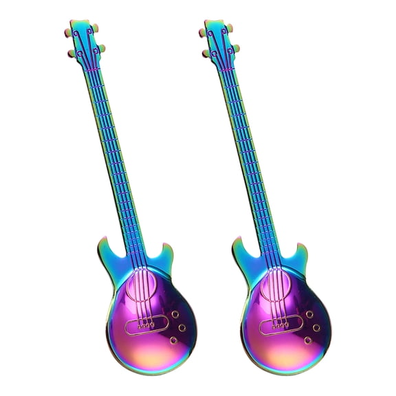 Wovilon Stainless Steel Spoon Guitar Spoon Coffee Stirring Spoon Ice Bar Spoon Music Bar Spoon Mug Spoon
