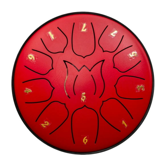 Wovilon Steel Tongue Drum (Chinese Red) - 11 Notes 6 inches - Percussion Instrument -Handpan Drum with Bag, Music Book, Mallets, Finger Picks