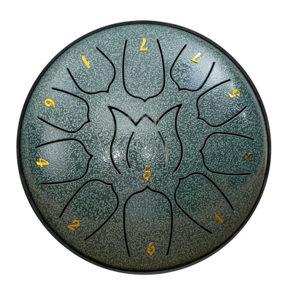 Wovilon Steel Tongue Drum (Jade blue porcelain) - 11 Notes 6 inches - Percussion Instrument -Handpan Drum with Bag, Music Book, Mallets, Finger Picks