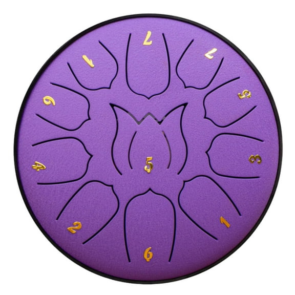 Wovilon Steel Tongue Drum (Purple) - 11 Notes 6 inches - Percussion Instrument -Handpan Drum with Bag, Music Book, Mallets, Finger Picks