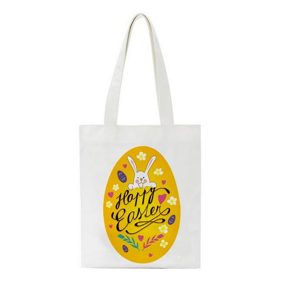 Wovilon Storage Bags Easter Bunny Basket Bags For Kids,Canvas Cotton Personalized Candy Basket Rabbit