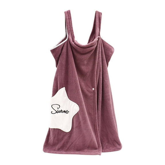 Wovilon Storage Bags Short Coral Fleece Tube Top Bathrobe Sling Variety Wearable Bath Skirt Star Pocket Bath Towel