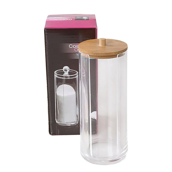 Wovilon Storage Trunk Storage Bags Household Cosmetic Cotton Sign-In Box European Transparent Bamboo Lid Seasoning Box Can Be Stacked With Desktop Finishing Box