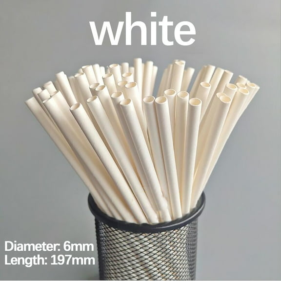 Wovilon Straw For Drink Disposable Degradable Paper Straw Beverage Party Dessert Cake Decoration(50Pc)