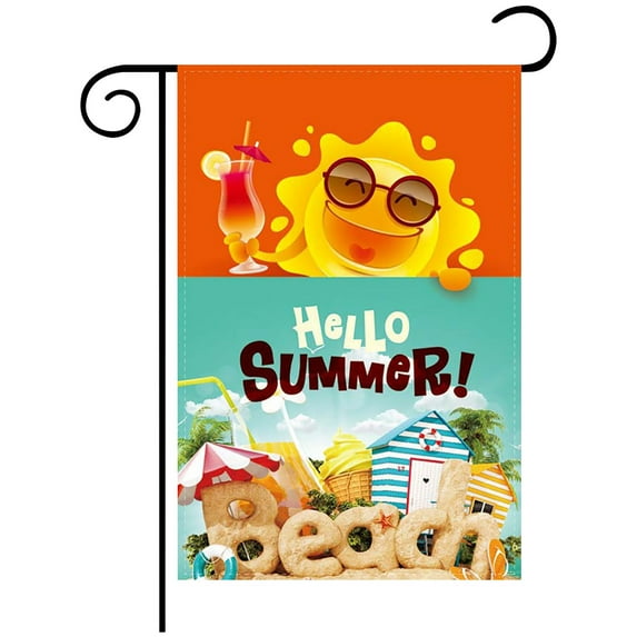 Wovilon Summer Garden Flag Seaside Sunshine Summer Flag Outdoor Courtyard Flag