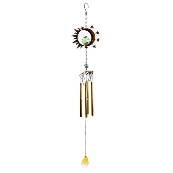 Wovilon Sun Moon Wind Chimes Luminous Metal Crafts Ornaments Garden Balcony Pendants Egg Beater