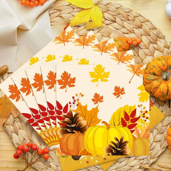 Wovilon Thanksgiving Paper Plates Festive Fall Pumpkin And Maple Leaves Pattern Disposable Tableware For Fall Harvests Party