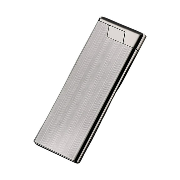 Wovilon Thin Wheel Straight Lighter Metal Inflatable Windproof Lighter Compact And Convenient Lighter