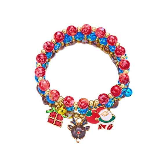 Wovilon Three Piece Christmas Tree Old Man Snowman Beaded Bracelet For Women