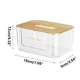 thumbnail image 1 of Wovilon Tissue Box Holder Rectangular with Bamboo Lid,Minimalist Light Luxury Style Washer Dryer Sheet Dispenser, Transparent Container Storage Box for Laundry Room Decoration, 1 of 8