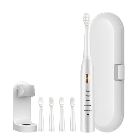 Wovilon Toothbrush, 4 Brush Heads Toothbrush, 5 Cleaning Modes, IPX7-newly Upgraded Toothbrush, Longer Life, Faster Charging