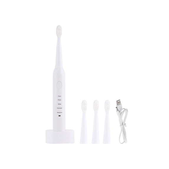 Wovilon Toothbrush With 4 Brush Heads And USB Charging Base, Five Modes, IPX7 Rating Newly Upgraded Toothbrush, Long Life, Fast Charging