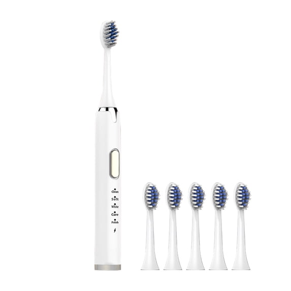Wovilon Toothbrush With Data Cable 6 Brush Heads 5 Cleaning Modes Smart Toothbrush Faster Charging
