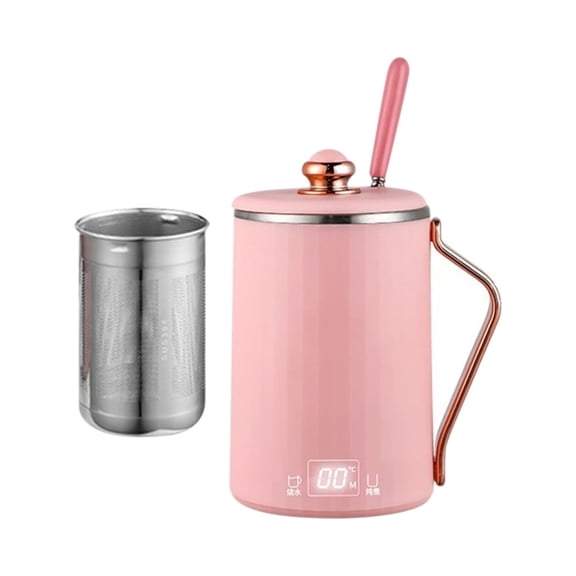 Wovilon Travel Electric Kettle 450Ml Stew Cup, 7 Minutes Boil Small Slow Cooker Stainless Steel Portable Saucepan with Temperature Control, Timer for Home/Office