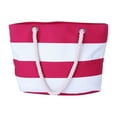 thumbnail image 1 of Wovilon Tropical Summer Striped Beach Bag for Women (Pink), Tote Bags Reusable Grocery Shoulder Bag with Zipper Pocket, 1 of 5
