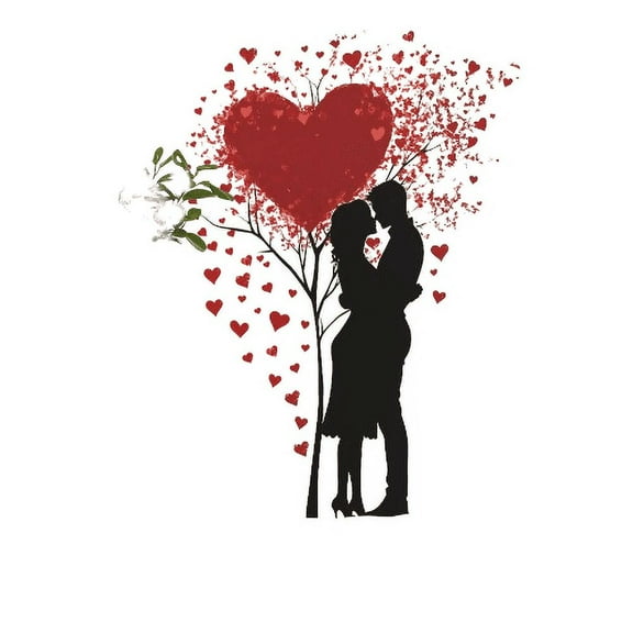 Wovilon Valentine's Day Love Tree Couple Children's Bedroom Entrance Fish Tank Home Decoration Wall Stickers