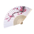 thumbnail image 1 of Wovilon Vintage Bamboo Folding Hand Held Flower Fan Chinese Dance Party Pocket Gifts Household Tool Set, 1 of 2