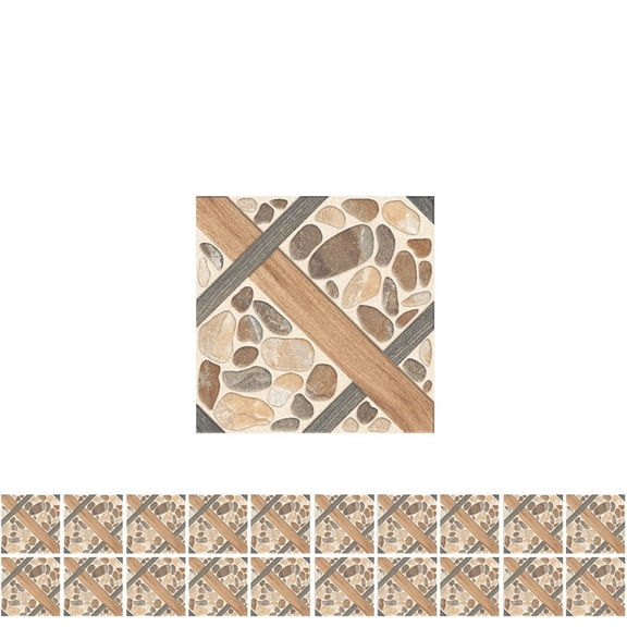 Wovilon Wall Stickers Murals For Bedroom, Living Room, Bedroom Imitation Wood Texture Tile Sticker Antique Self-Adhesive Tile Sticker Retro